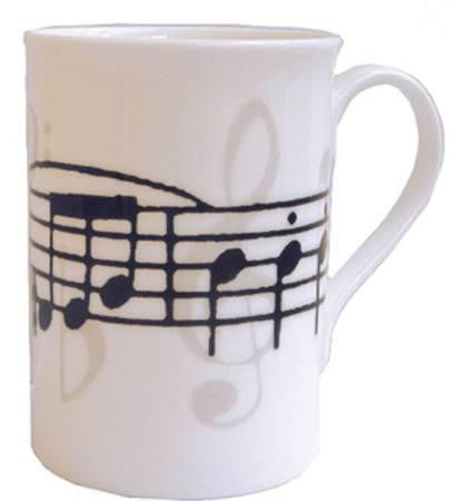 Bone Chine Mug - Black and Grey music stave