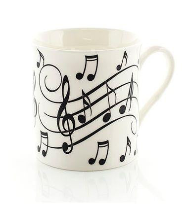 Fine Chine Mug - Music Notes Black on White