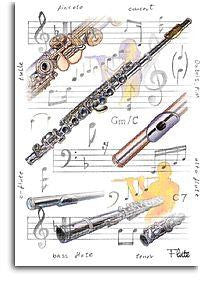 7x5 Greetings Card - Flute Design