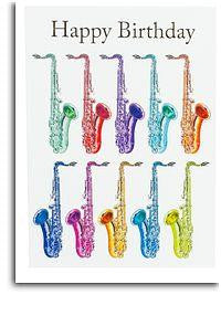 Happy Birthday Card - Jazzy Saxophone Design