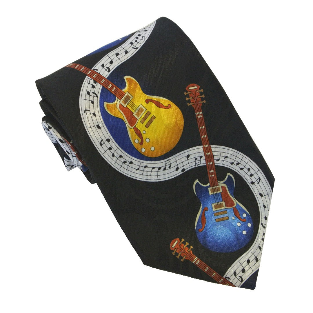 Polyester Tie - Guitars Swirling With Manuscript