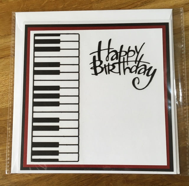 CraftyLu Handmade Greeting Card - Piano Keyboard