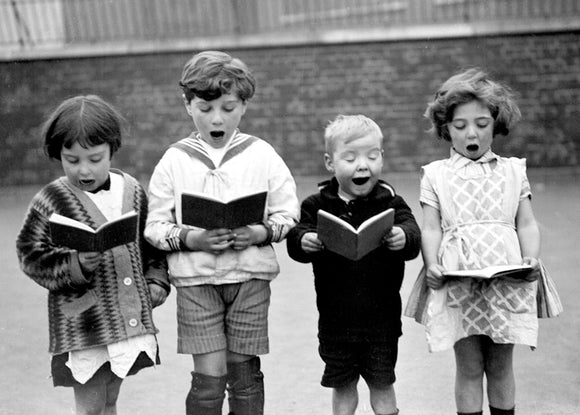 Greeting Card - Children Singing In Schoolyard