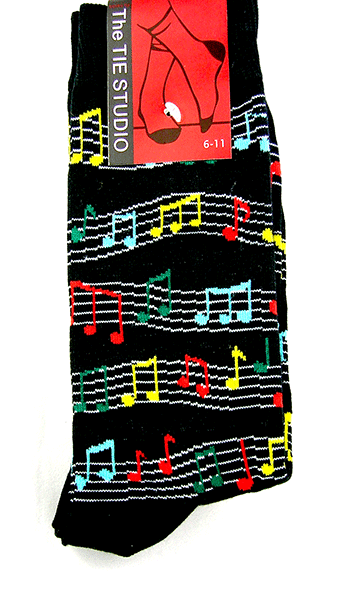 Socks - Colourful Notes on Wavy Stave