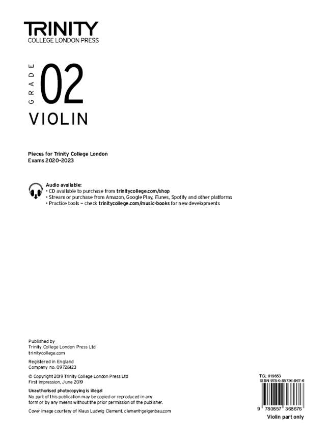 Trinity Violin Exams 2020-2023 Part Only