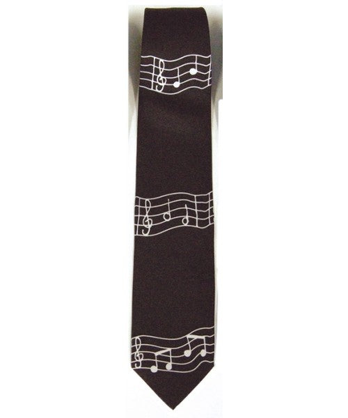 Polyester Tie - Wavy Notes on Black