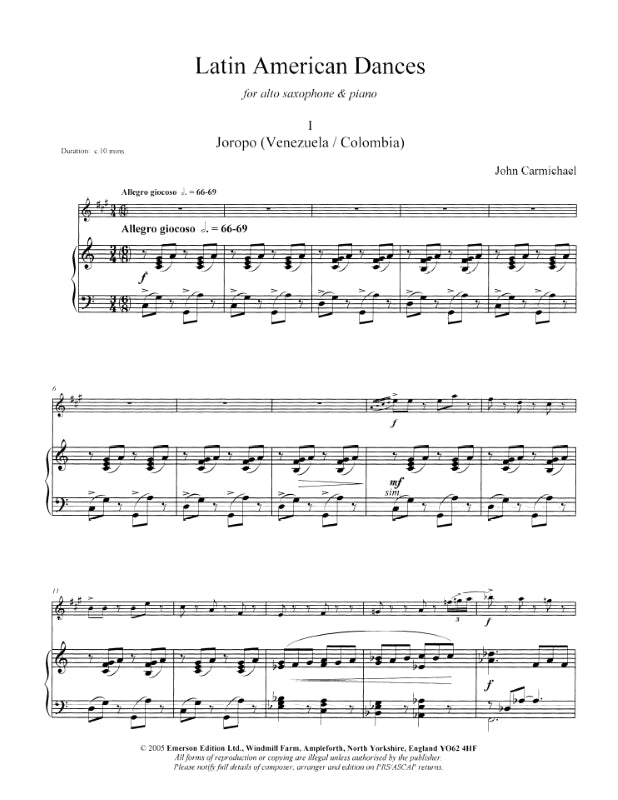 Latin American Dances for Alto Sax