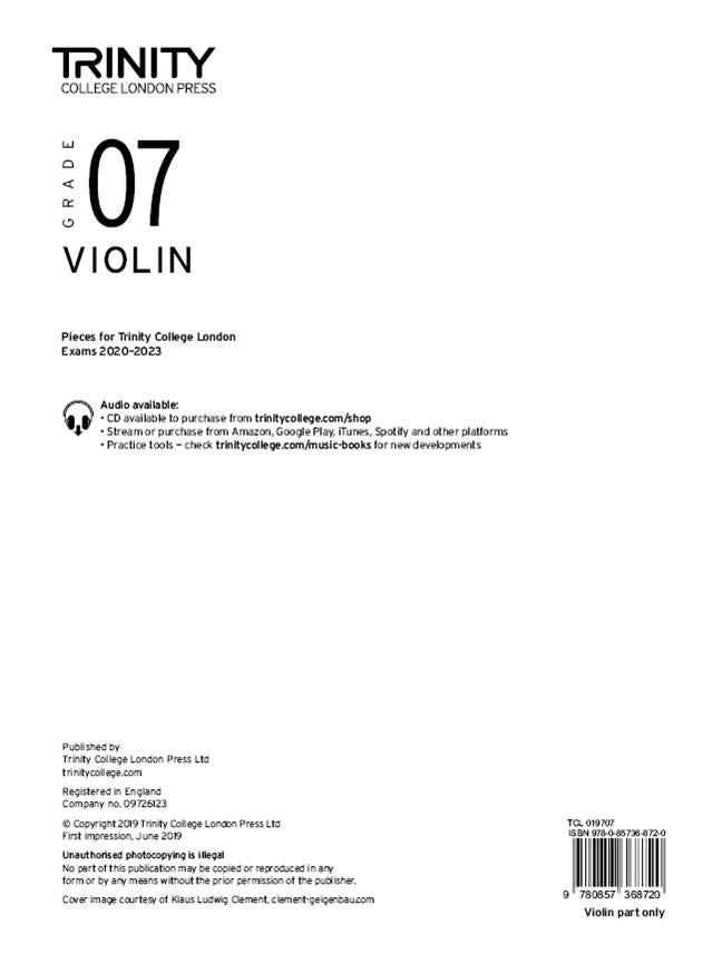 Trinity Violin Exams 2020-2023 Part Only