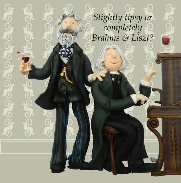 Greetings Card Brahms & Liszt Historical Birthday Card