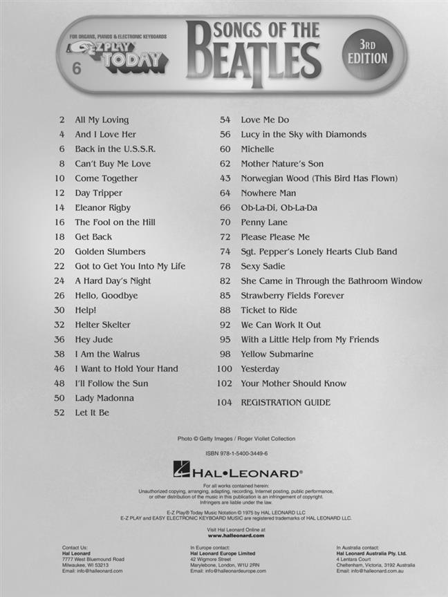 E-Z Play Today Volume 6: Songs Of The Beatles - 3rd Edition
