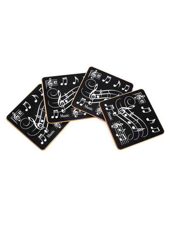 Musical Notes Coasters - Pack Of Four: Black