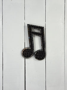 Hanging Black Mosaic Musical Note 20 x 15cm