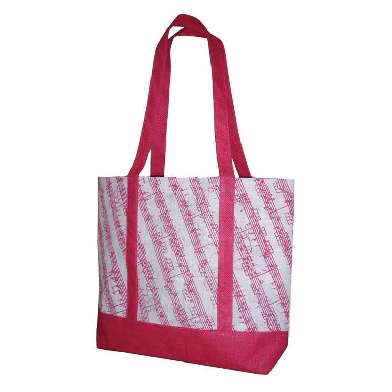 Jute Girly Tote Bag Music Stave Design