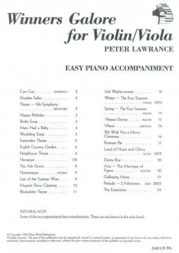 Winners Galore Violin - Piano Accompaniment