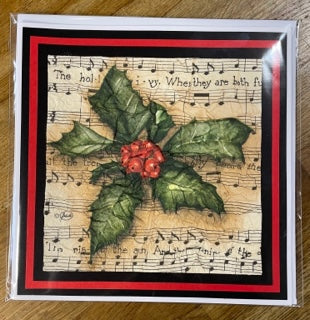 CraftyLu Handmade Christmas Card - Holly