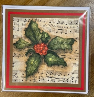 CraftyLu Handmade Christmas Card - Holly