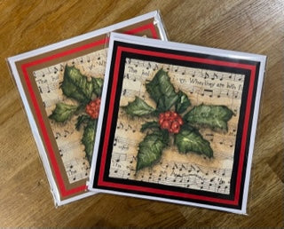 CraftyLu Handmade Christmas Card - Holly