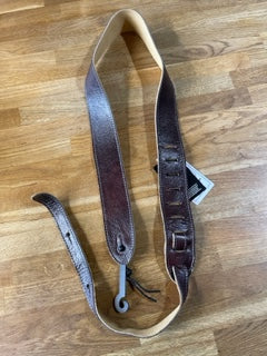 Roksak 2" Mahogany Italian Leather Guitar Strap