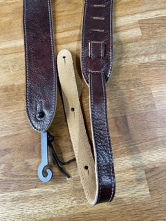 Roksak 2" Mahogany Italian Leather Guitar Strap