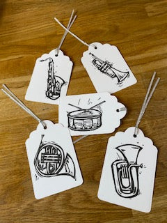 CraftyLu Handmade Instrument Gift Tags - Pack of 5