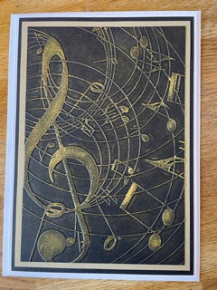 CraftyLu Handmade Greeting Card - Embossed Treble Clef