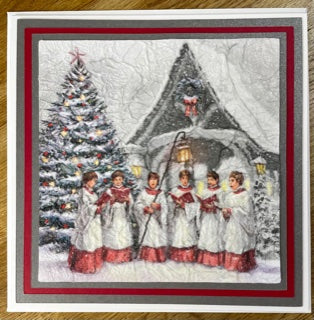 CraftyLu Handmade Christmas Card - Carolling Choir Boy