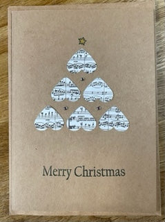 R Crafts Handmade Greetings Card Christmas - Tree of Hearts