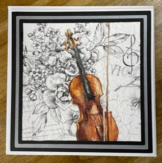 CraftyLu Handmade Greeting Card - Floral Violin