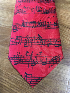Polyester Tie - Horizontal Manuscript on Red