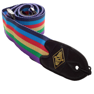 Rotosound High quality webbing strap rainbow stripes with leather ends