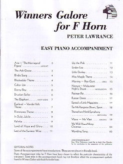 Winners Galore for F Horn - piano accom