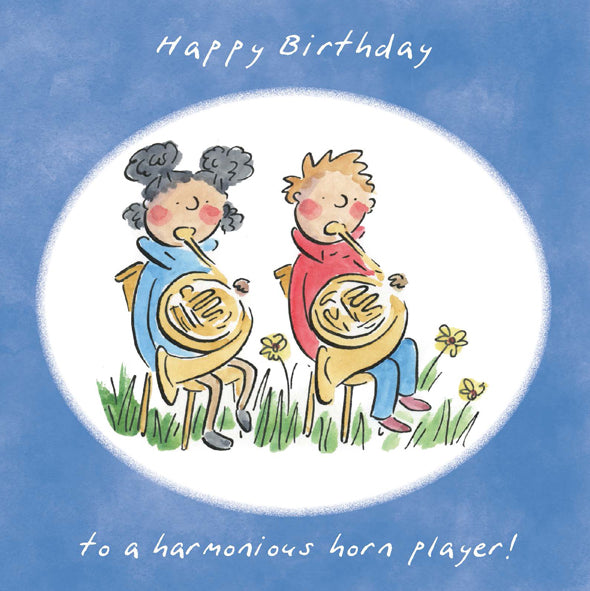 Greetings Card Harmonious Horn Player Birthday