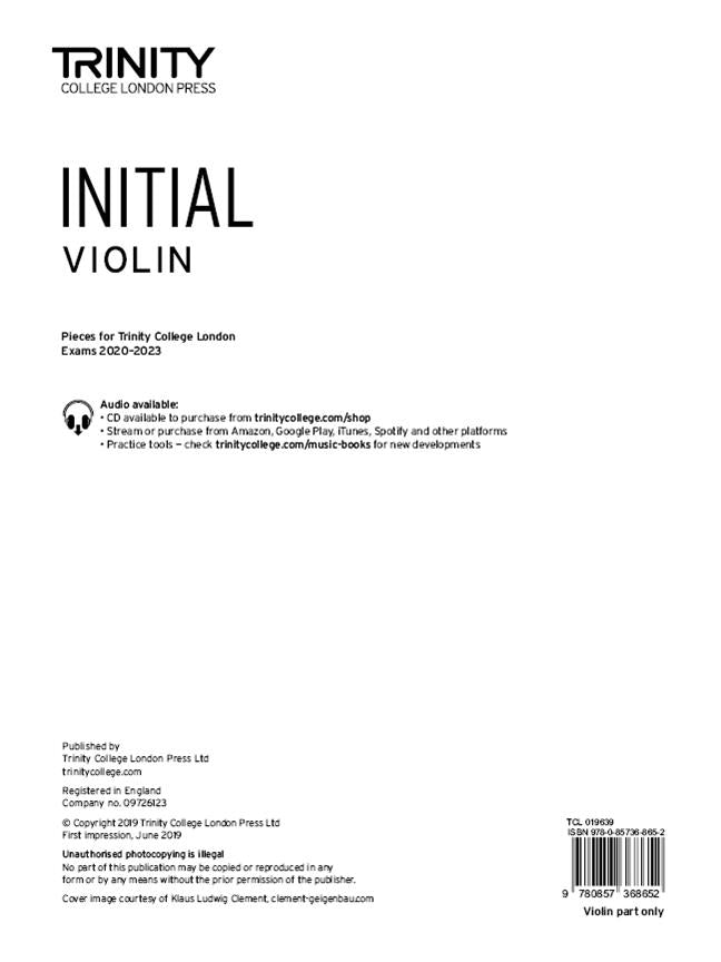 Trinity Violin Exams 2020-2023 Part Only