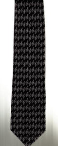 Silk Tie - Silver Clef On Grey