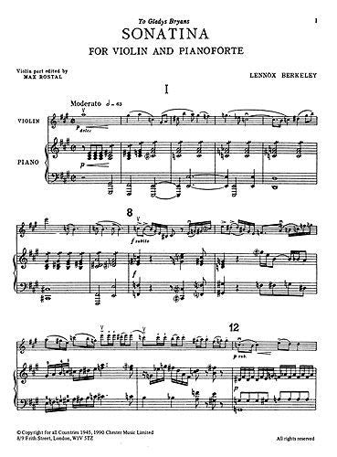 Berkeley, L.: Sonatina for Violin & Piano