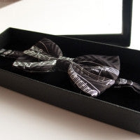 Bow Tie - Silk Black Manuscript White Staves