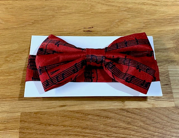 Bow Tie - Black Staves on Red