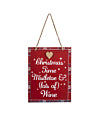 Wooden Plaque Mistletoe and Wine