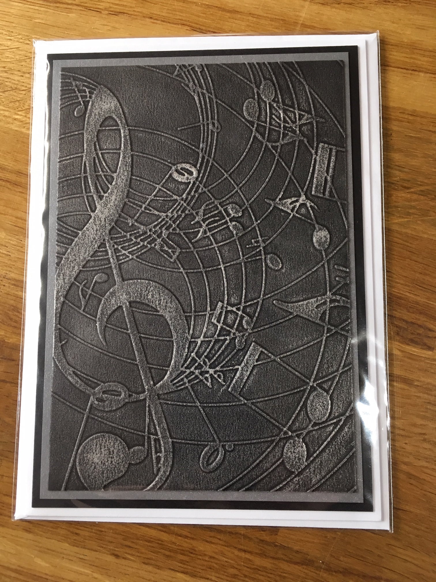 CraftyLu Handmade Greeting Card - Embossed Treble Clef