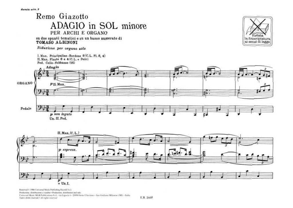 Adagio in sol minore for organ - Giazooto