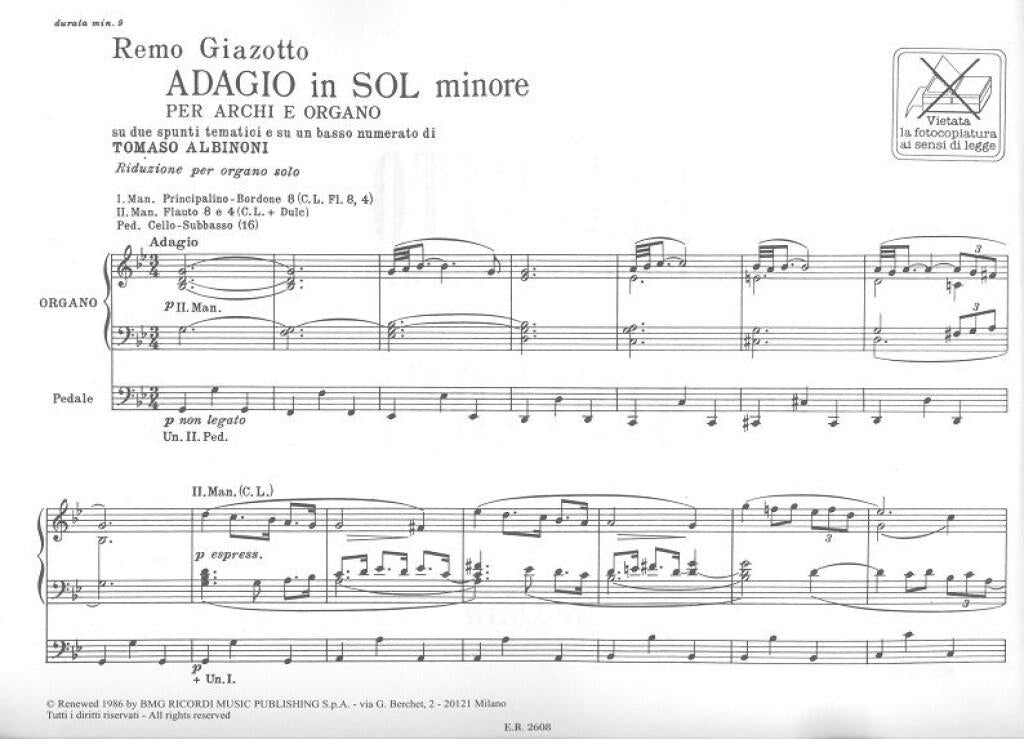 Adagio in sol minore for organ - Giazooto