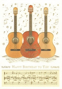 Greetings Card Birthday 3 Guitars Mac Classic