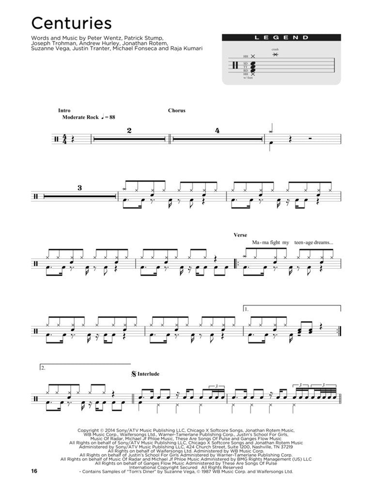 Drum Chart Hits - 30 Transcriptions Of Popular Songs