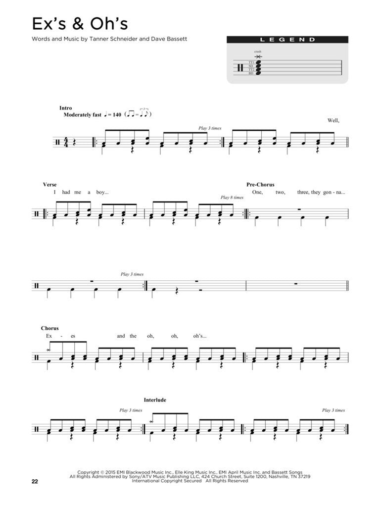 Drum Chart Hits - 30 Transcriptions Of Popular Songs