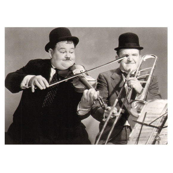 Greetings Card Laurel & Hardy Playing The Fool