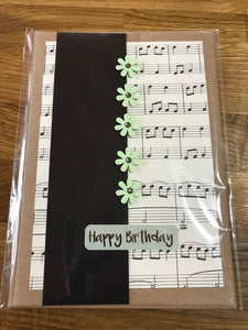 R Crafts Handmade Greeting Card - Happy Birthday Music and Flowers