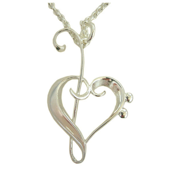 Silver-Plated Heart of Clefs Pendant