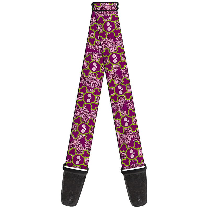 Cute Skulls Paisley Purple Guitar Strap