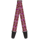 Cute Skulls Paisley Purple Guitar Strap