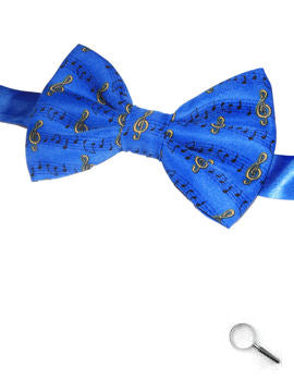 Bow Tie - Yellow Treble Clefs on Blue